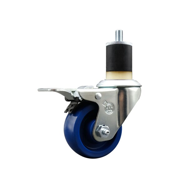 3'' Solid Poly Swivel 1-7/8'' Expanding Stem Caster Total Lock Brake
